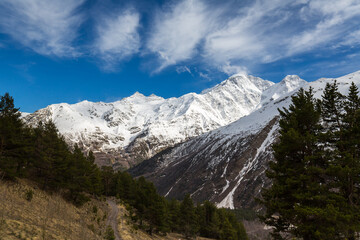 Panoramic view of the Caucasus mountains