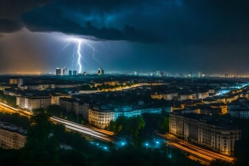 lightning over the city