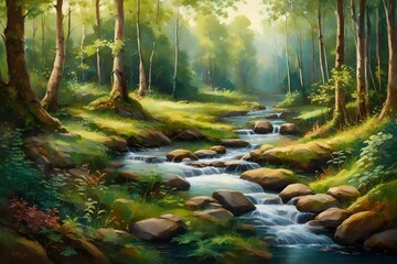 water stream in forest 