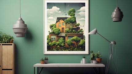 Urban farm on a roof poster with copy space