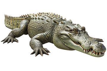 crocodile looking isolated in white - obrazy, fototapety, plakaty