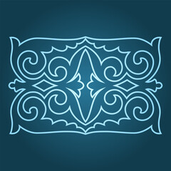 Vintage ornate linear ornaments in Kazakh traditional style. Asian floral designs. Abstract Asian elements of the national pattern of the ancient nomads of the Kyrgyz, Mongols, Kazakhs, Tatars.