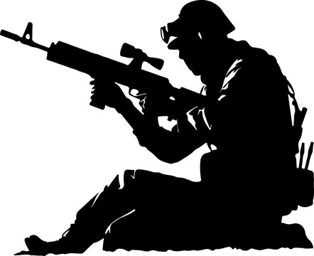 Military holding rifle silhouette black symbol