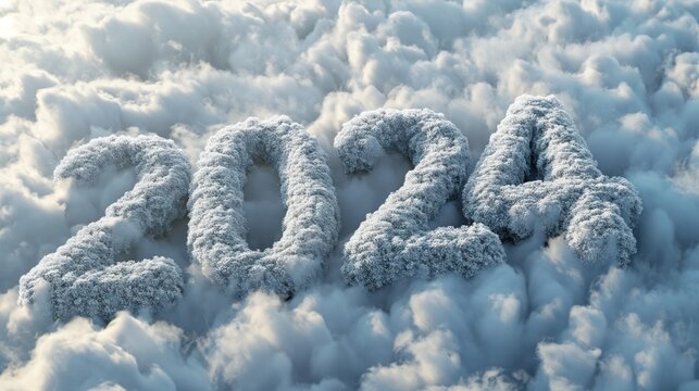 2024 new year text written in the clouds