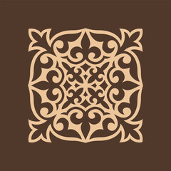 Vintage ornate linear ornaments in Kazakh traditional style. Asian floral designs. Abstract Asian elements of the national pattern of the ancient nomads of the Kyrgyz, Mongols, Kazakhs, Tatars.