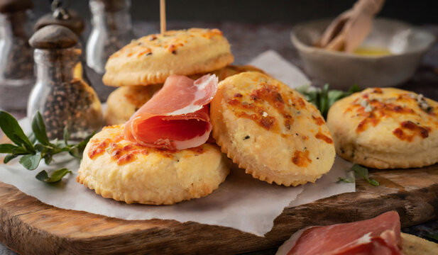 Asiago Cheese Biscuits with Prosciutto
