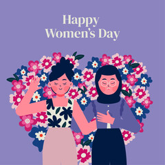 Vector hand drawn flat international women's day illustration