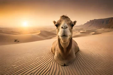 Photo sur Plexiglas Lama camel in the desert
