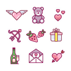 Doodle valentines day element collection