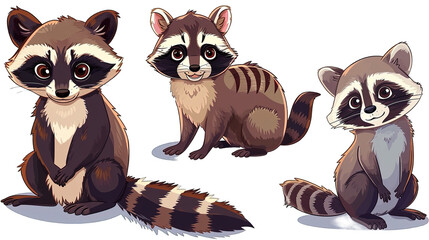 Fototapeta premium Set of Raccoon Cartoon