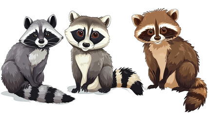 Fototapeta premium Set of Raccoon Cartoon