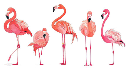 Obraz premium set flamingos illustration