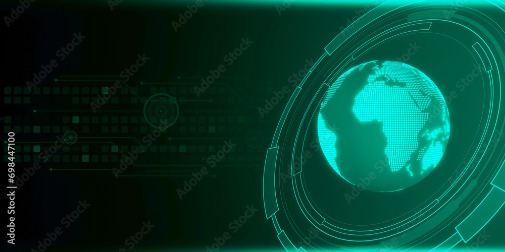 Aufkleber creative glowing globe hologram on blurry backdrop with lines. metaverse, map and global network con