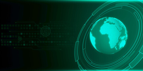 Creative glowing globe hologram on blurry backdrop with lines. Metaverse, map and global network concept. 3D Rendering.