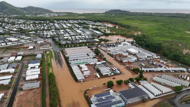 Flooding in the Northern Beaches of Cairns due to the rising waters of the Barron River and extreme rainfall after Cyclone Jasper, Queensland.