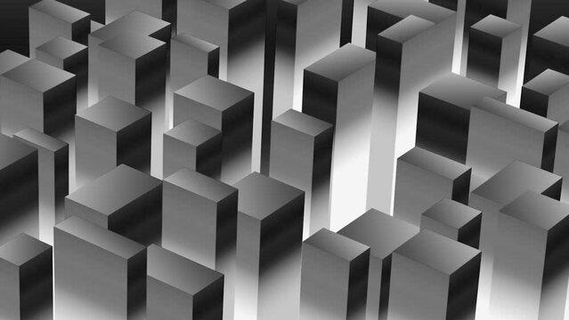 3D animation cubes motion graphics movement wiggle shapes retro gradient colour visual effect background up down 4K black white