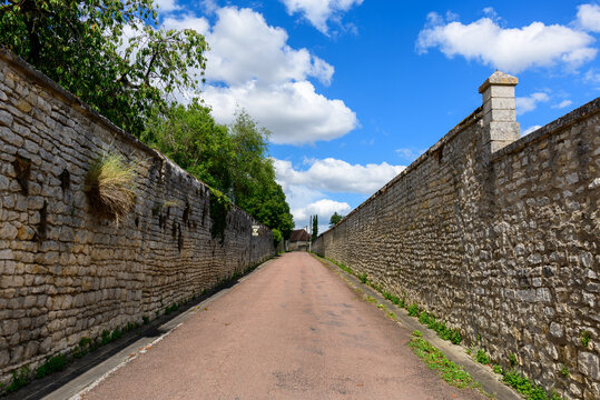 The ancient village in the wine countryside in Europe, France, Burgundy, Nievre, Pouilly sur Loire, towards Nevers, in summer on a sunny day.