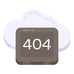Conceptual flat design icon of cloud error 404

