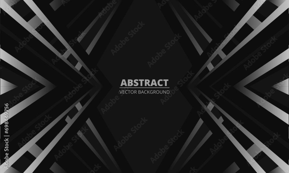 Poster geometric abstract wide horizontal banner with gray and black lines and shapes. modern futuristic ho