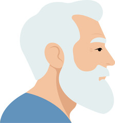 Profile portrait of a gray haired man with beard and mustache. I Old man side view portrait. Grandfather. © AJ Vector World