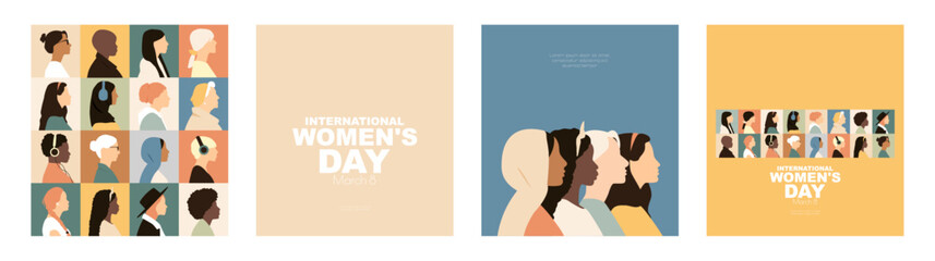 Set for International Women's Day. Modern colour design.