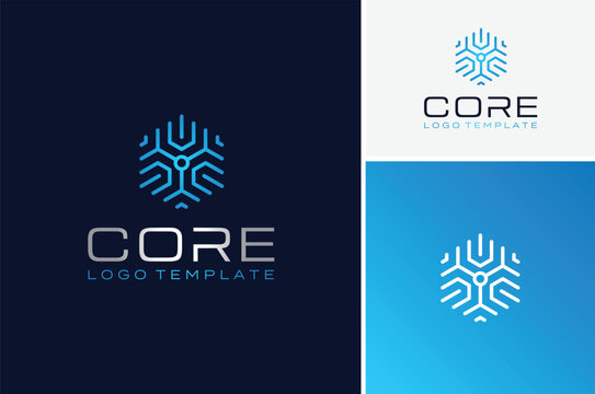 Modern Globe Hexagon Circuit for Global Digital Network Connection Futuristic Logo Design