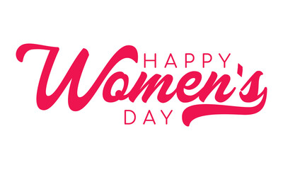 Happy women's day handwritten text holiday calligraphic text for use in greeting card banner poster postcard women's day hand lettering design - obrazy, fototapety, plakaty