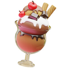 Ice Cream Chocolate Sundae 3D Illustration