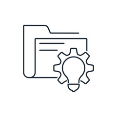 Creative data management.  Vector linear icon illustration isolated on white background.
