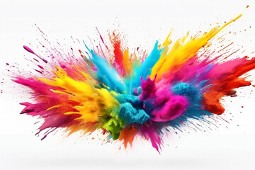 Multicolored holi colors on white background