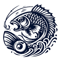 Black and White Fish Vector