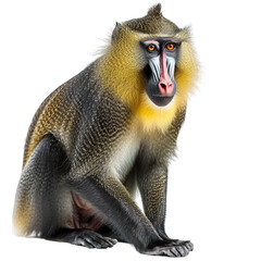 baboon mandrill sitting isolated