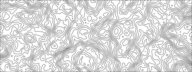 Abstract black & white  topography on paper-textured canvas. Cartographic Weave with Topography striped patterns and wavy lines. Geographic mountain terrain.The topo contour map with terrain. - obrazy, fototapety, plakaty