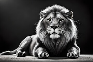 lion on black background