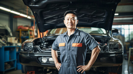 自動車整備士の働く男性 Car repair engineer  