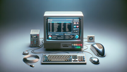 Retro-inspired workspace with vintage devices showcasing modern online courses