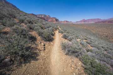 hiking the tonto trail in the grand canyon national park, arizona, usa
