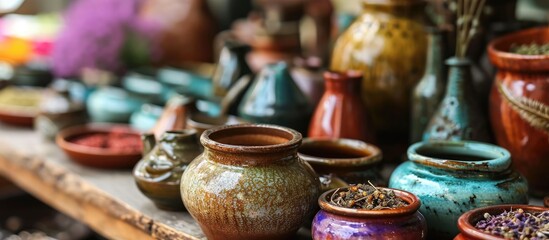 Aromatic natural additives in ceramic containers.