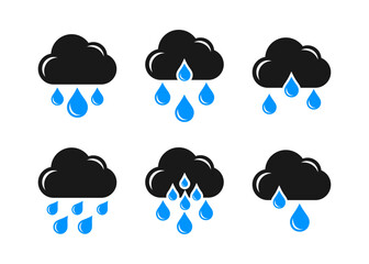 Rain icon set in trendy flat style. Cloud rain symbol for your website design, logo, app, UI.