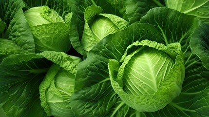 Pattern made of young green cabbage - obrazy, fototapety, plakaty