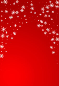 Silver Snowflake Vector Red Background. Christmas