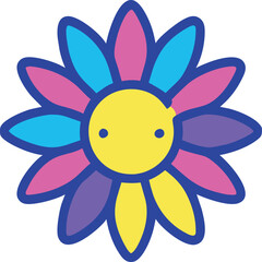 flower, icon colored outline