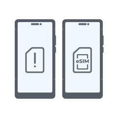 Mobile phone, smartphone with sim card icon. Flat design style. Technology vector illustration