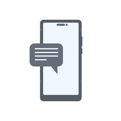 Mobile phone, smartphone with message icon. Flat design style. Feedback, support and contact vector illustration