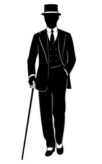 Gentleman Silhouette. Vector clipart isolated on white.