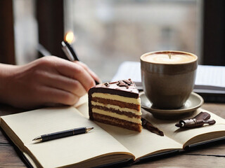 Journaling with cake and coffee