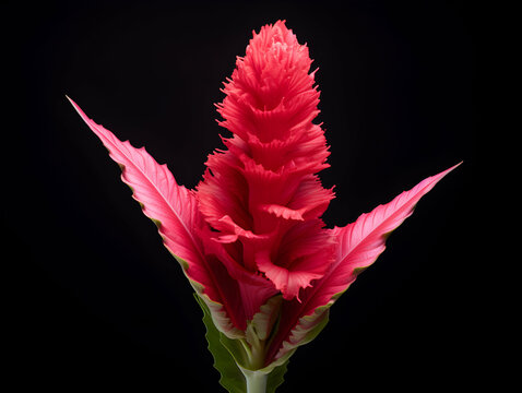 cockscomb flower in studio background, single cockscomb flower, Beautiful flower, ai generated image