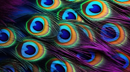  a close up of a peacock's feathers with the colors of the peacock's tail feathers are multicolored.