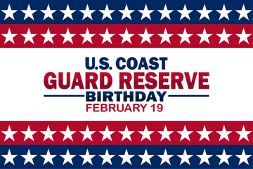 US Coast Guard Reserve Birthday Vector illustration. February 19. Suitable for greeting card, poster and banner.