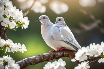 two  dove on branch
